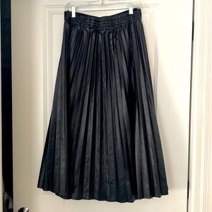 Vegan leather pleated midi skirt